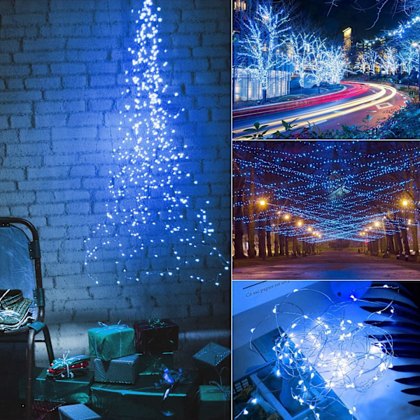 Aurinkokäyttöiset Halloween-valosarjat, 2 pakkausta 72 jalkaa 400 Led ulkoaurinkokäyttöiset keijut valot 8 tilalla vedenpitävät koriste kuparilankavalot terassille pihalle Blue2