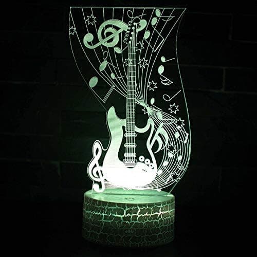 3D Gitar Musikk Nattlys Bord Skrivebord Optisk Illusjon Lampe