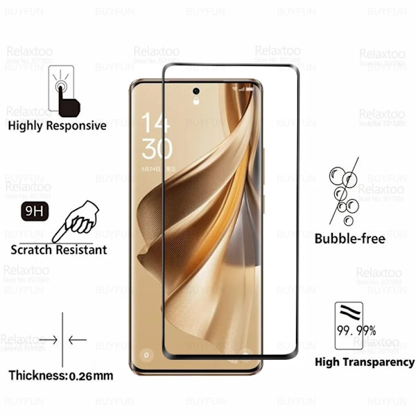 6To2 Böjd Härdat Glassfilm För Oppo Reno10 Pro Kameraskydd