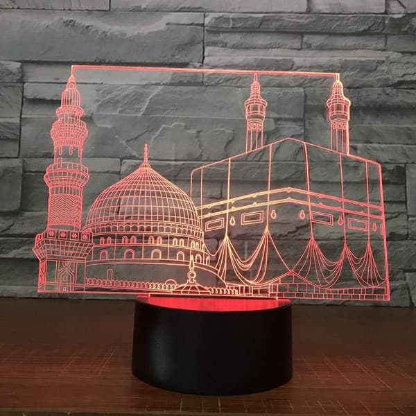Kreativ 3D Islamsk Slott Nattlys 16 Farger Endring US