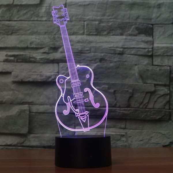 3D Gitar Nattlys Bord Skrivebord Optisk Illusjon Lamper 7 Co