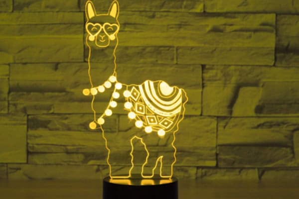 3D Alpaka Får Natlampe LED Touch Switch Dekor Bordlampe