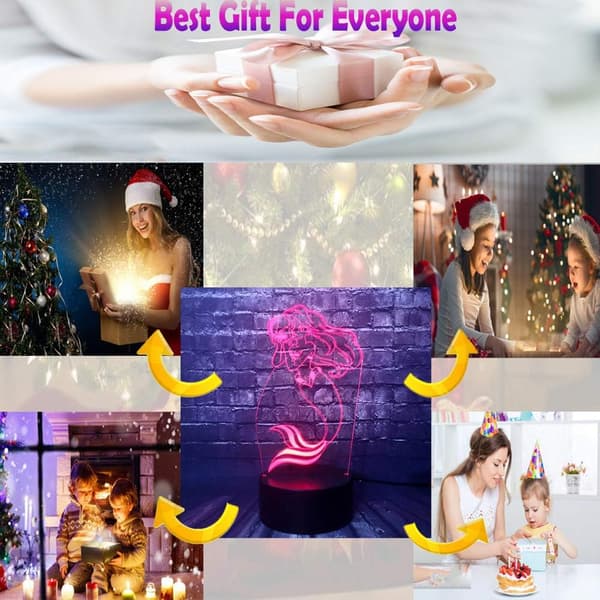 Den lille havfruen LED nattlampe for jenterom eventyr 3