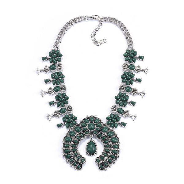 Halsband för kvinnor, Boho turkos blomma hänge kläder Acc
