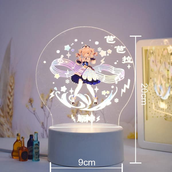 Genshin Impact Barbara 3D LED Akryl Natlampe 7 Farver USB Anime Lampe