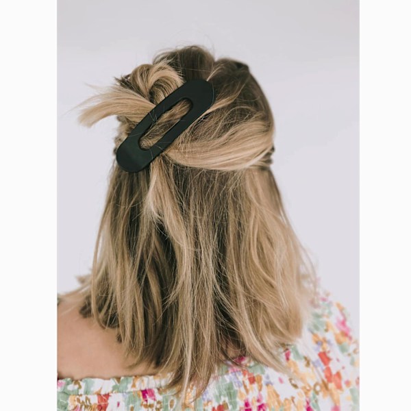 4 stk. flate hårklemmer for kvinner - Flat Lay Claw Clip | Store flate klemmer for hår | Matte Flat Claw Clip | Sterkt hold Flat Lay hårklemme Black，White