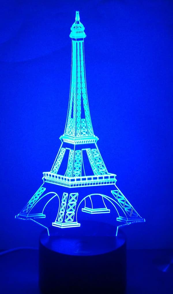 Eiffel 3D Natlampe LED Illusionslampe Sengeskrivebord Bord La