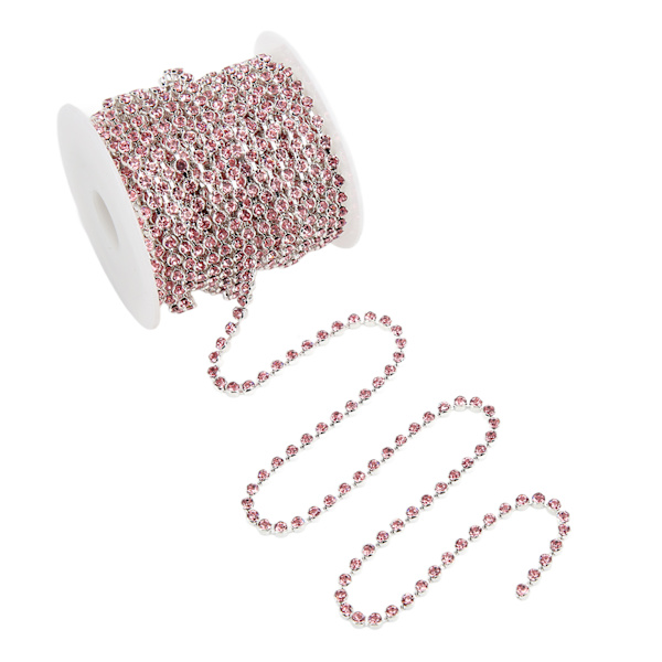 Rhinestone Trim 10yd oksidasjonsbestandig blank overflate robust holdbar utsøkt design mye brukt Rhinestone ChainLight Pink On Silver