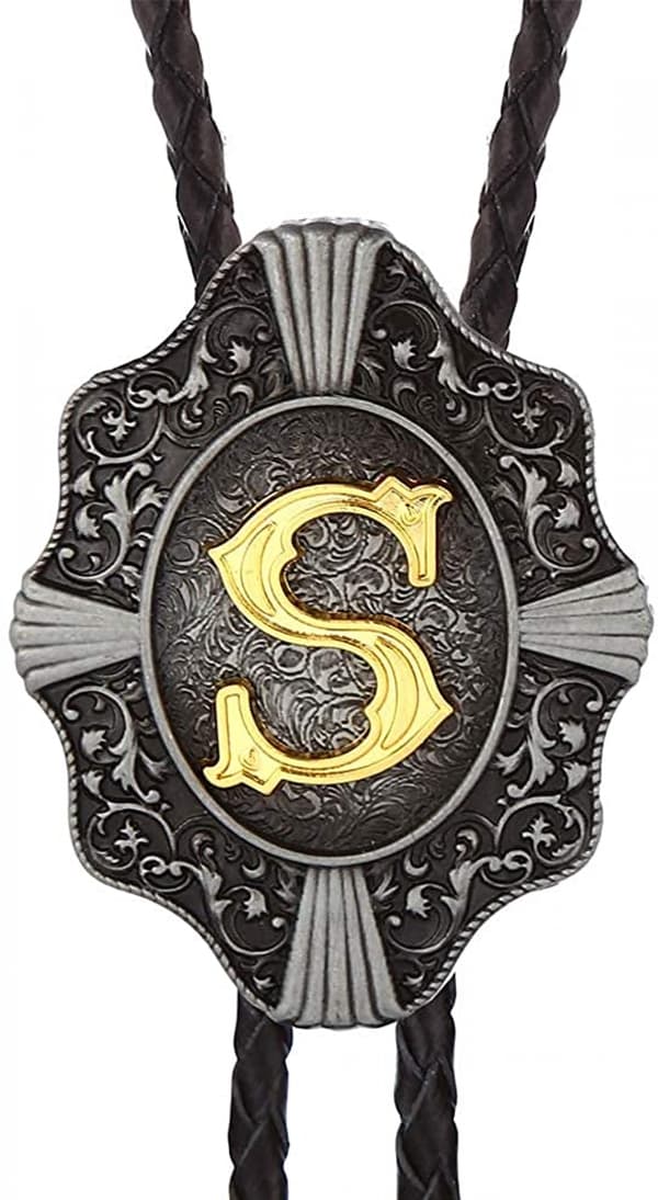 Bolo Tie til mænd - Vintage Initial Bogstav ABCDMJR til Z Wester D