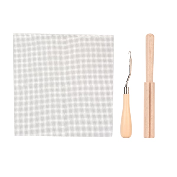 Latch Hook Tool Kit Blank Rug Hooking Mesh Canvas Træhåndtag Hæklekrog til Tæppe Gobelin