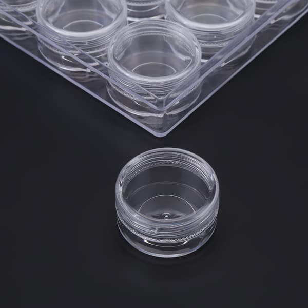 Rektangulær gennemsigtig plast smykker perler ring opbevaringsbeholder boks sæt (24 runde flasker)