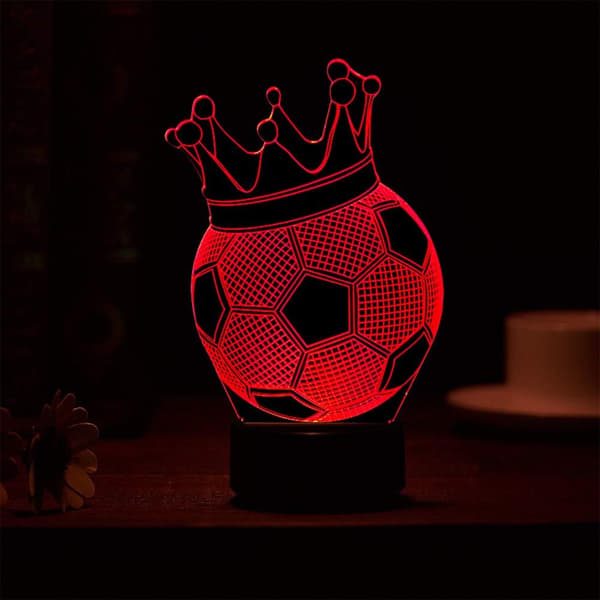 Fotball 3D LED-lampe, 7 farger optisk illusjonskunst