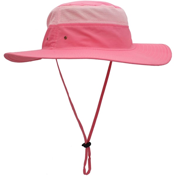 Hatt för män med solskydd UPF 50+, bred brätte, hinkhatt, vindtät fiskehatt Pink
