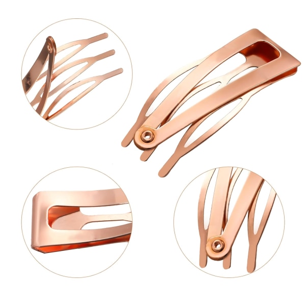 24 stk. dobbelt greb hårklemmer metal snap hårklemmer kvinder hår barrettes til hår styling, salonartikler Rose Gold