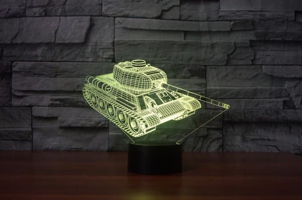 3D Tank Nattlys Bilbord Skrivebord Optisk Illusjon Lamper 7