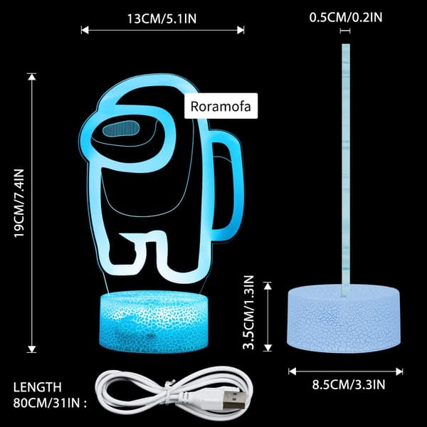 3D Nattlampe, Hologram Effekt Led Illusjon Bordlampe, Rem