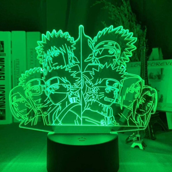 Naruto Kakashi Uchiha Sasuke 3D Illusions nattlampe Smart Touch, RGB-effekt USB-kabeldrevet Kreativ 3D Japansk Anime Lampe