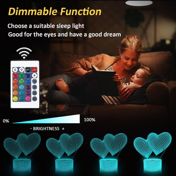 Jeg elsker deg 3D Nattlys LED Illusjon Hjerte Bordlampe for