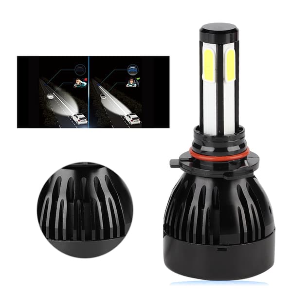 2 stk 9005/H10/HB3 COB LED-frontlys 80W 6000K Hvit 4-sidig frontlykt med kjølevifte