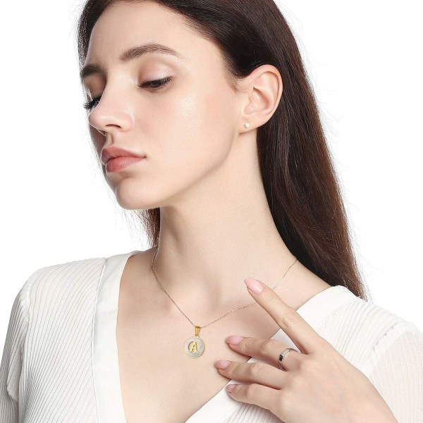 Initial Halsband i Rostfritt Stål för Kvinnor, 18K Guld