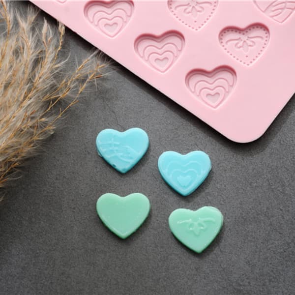 24 Love Mini Sukker Vendbar Form Hjerteformet Chokolade Mol
