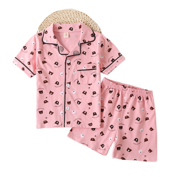 Toddler Baby Girl Pojke Tvådelad Pyjamas Set, M (Pink Bear)