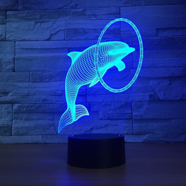 3D Delfin Natlampe Dyrelampe Illusions Natlampe 7 Farver