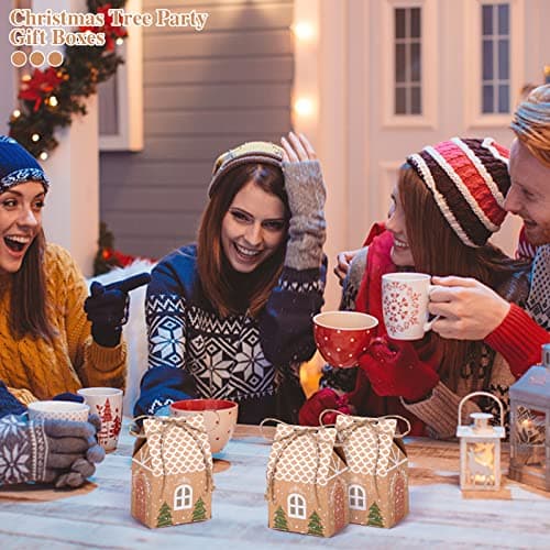 36 mini julklappsaskar med presentpåsar för godsaker och julklappar, julklappar, röda och gröna 36PCS