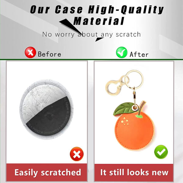 Læder nøgleringholder etui kompatibel med Apple AirTag, sød beskyttende Air Tag cover med nøglering, anti-scratch finder GPS tracker etui til Tangerine