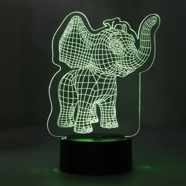 3D Natlampe, 3D Elefantformet Natlys USB-opladning Un