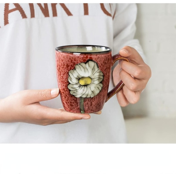 Keramik 35 cl Cappuccinomugg, Kaffemuggar, Temuggar, Ugn Glaseringsprocess, Mikrovågsugns- och Diskmaskinsäker, Perfekt för Te, Espresso, Latte Pink