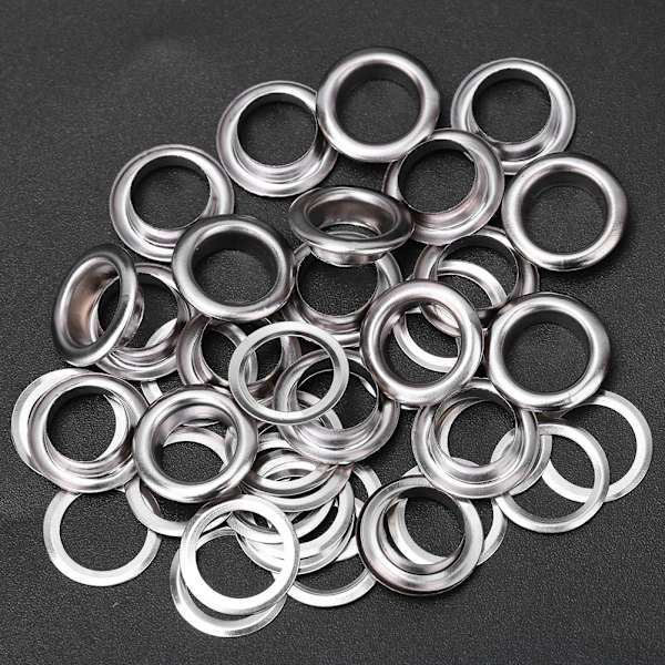 100 stk messing klær DIY verktøy strikking tilbehør anti-rust skinn håndverk øyehull (sølv 17mm)