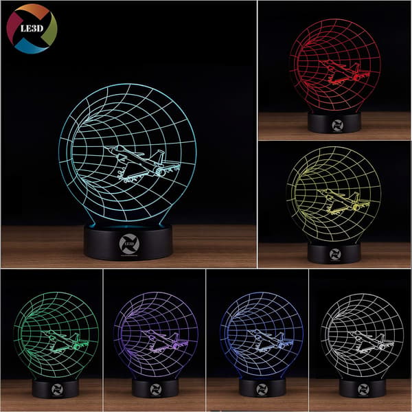 3D Optisk Illusjon Nattlys - 7 LED Fargeskiftende Lampe