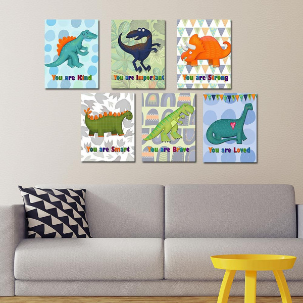 Tecknad Dinosaur Väggkonst Canvas Print Affisch, Sim 40x50cm