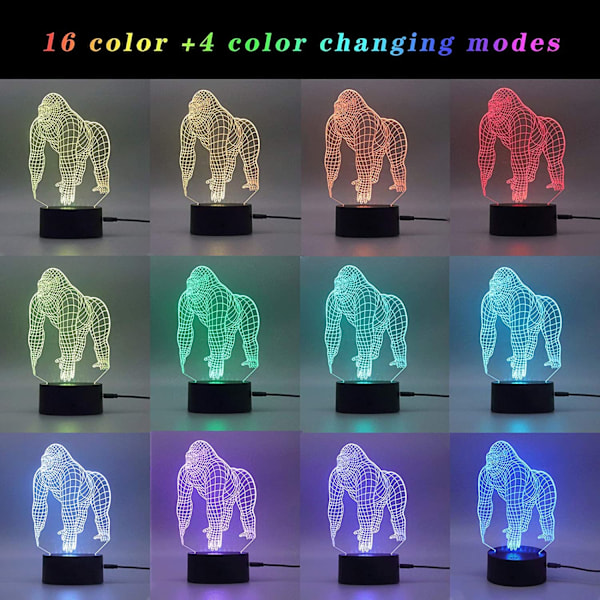 Orangutang 3D Illusion Nattlampa Sängbordslampor Led Sl