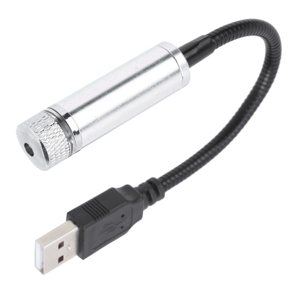 Sisäkaton tähtitaivasvalo Säädettävä USB Romanttinen tunnelmaprojektorin koristelamppu autoon Hopeanhohtoinen