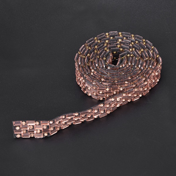 100cm Rhinestone Band med Hotfix Kristallglaskedja DIY Kläder Bälte DekorationChampagne 1cm 4 Rader