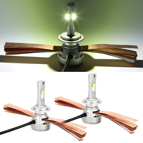 2 stk. Ren Aluminium Legering Mini Dobbelt Varmeafledning Bil LED Forlygte Høj Lysstyrke Forlygte H7