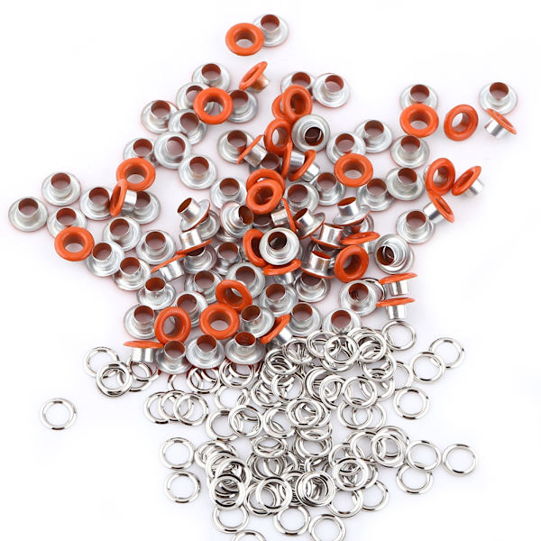 100 set 5mm metalliska scrapbooking-öljetter spänne läderhantverk klädtillbehör (orange)