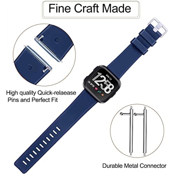PAKETTI 3 Pehmeää Silikoniranneketta Fitbit Versa 2 / Fitbit Versa / Fitbit Versa Lite Classic - Säädettävät Urheilurannekkeet Naisille ja Miehille Pieni ja Suuri (Ilman Seuraajaa)