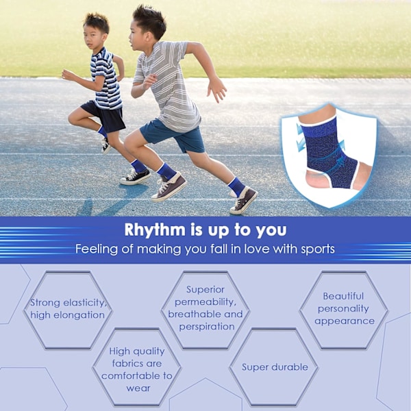 4 stycken/ 2 par barns ankelstöd kompressionsstrumpor för barn elastiska barn kompressionsstrumpor stickade ankelstöd stöd ankelstrumpa för jogging R Dark Blue 10-15 Years