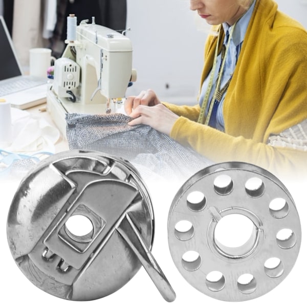 10 stk. symaskine spoler af metal + 2 stk. symaskine spolehylster passer til gammeldags husholdningsmaskiner