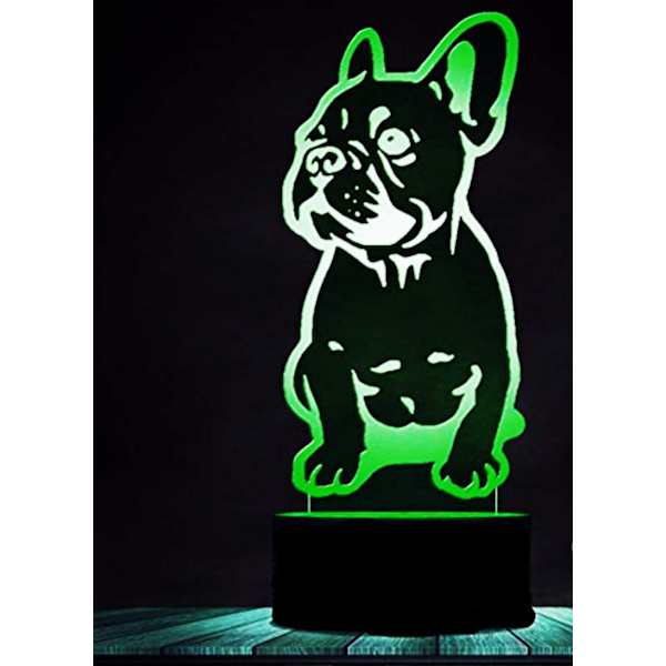 3D Fransk Bulldog Hund Djur Nattljus Bordslampa Dekor Ta