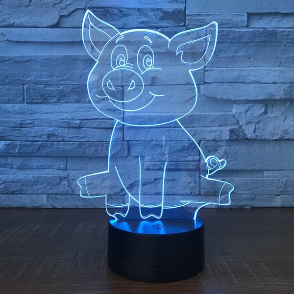 3D Gris Natlampe Dyr USB Touch Switch Dekor Lampe Bord