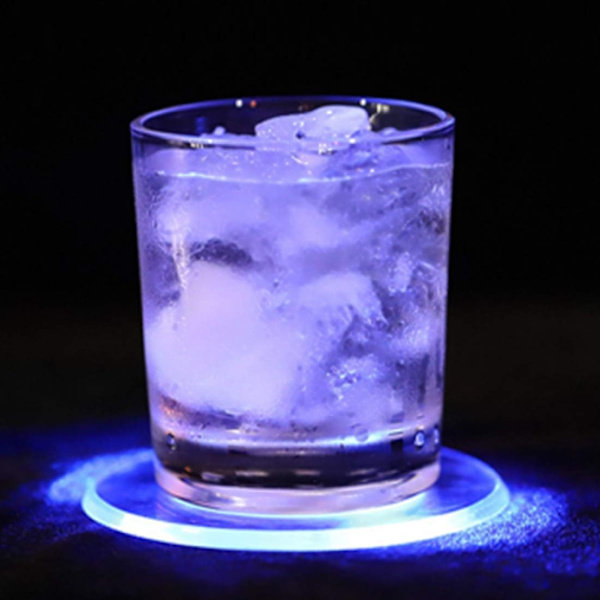 2 stk. LED lys kopunderlag 3 tilstande runde form farverig belysning akryl cocktailunderlag til bar klub circular