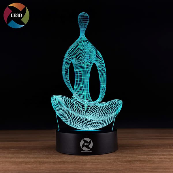 3D Optisk Illusjon Nattlys - 7 LED Fargeskiftende Lampe