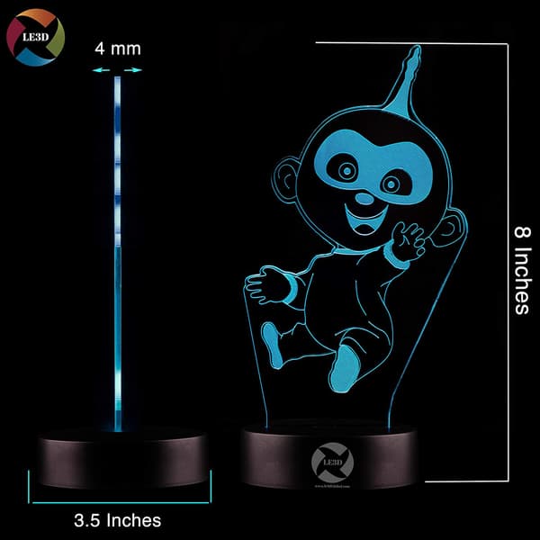3D Optisk Illusjon Nattlys - 7 LED Fargeskiftende Lampe