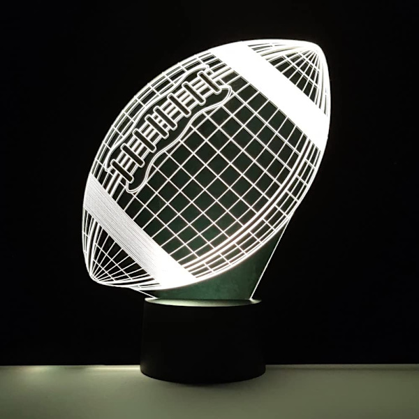 Rugby LED Natlampe, 16 Farver Fjernbetjening & Smart Berøringsdæmpbar 3D Illusion Sengelampe