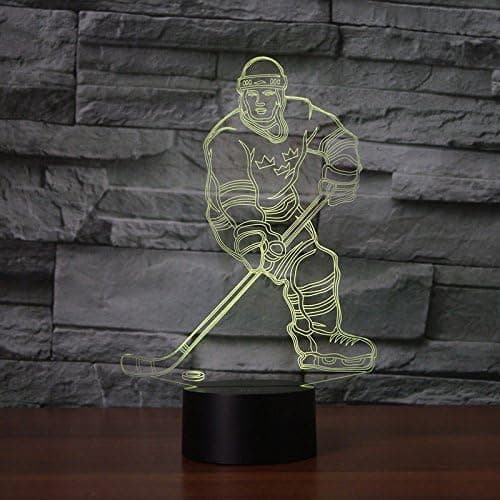 3D Ishockeyspiller Nattlys Lampe Illusjon 7 Fargeendringer