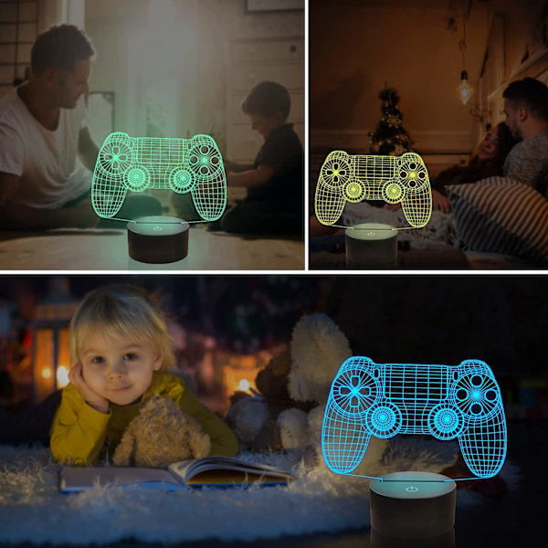 Gamepad 3D Illusion Lamp, Ammonite Controller Nattljus wi